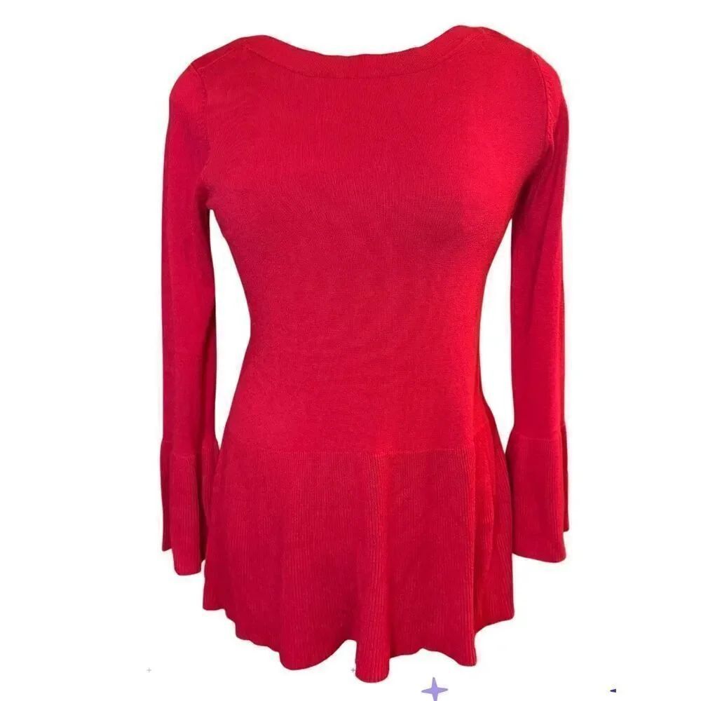 Cable & Gauge Red Pullover Sweater Peplum Sz. S Holidays Christmas